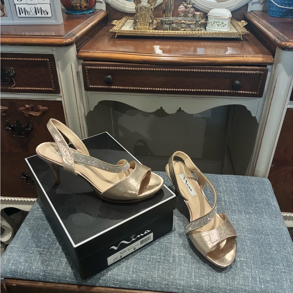 Nina Gold Slingback Sandals